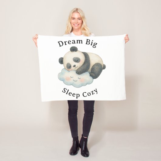 雲の上で眠るキュートなパンダの水彩画 フリースブランケット (インサイチュ)