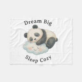雲の上で眠るキュートなパンダの水彩画 フリースブランケット (正面(横))