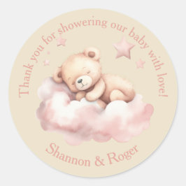 雲の上で眠るテディベア ラウンドシール