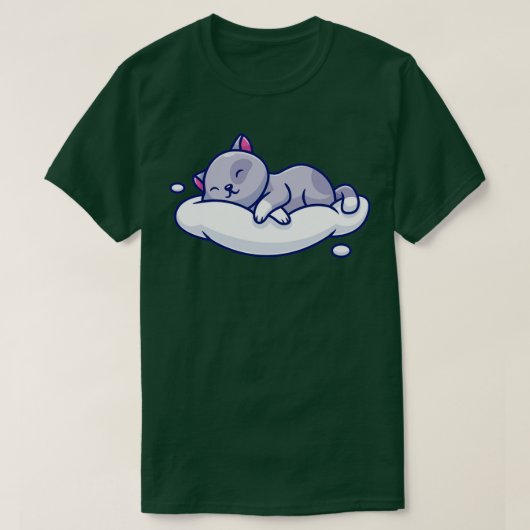雲の上で眠る可愛い猫 Tシャツ (デザイン正面)