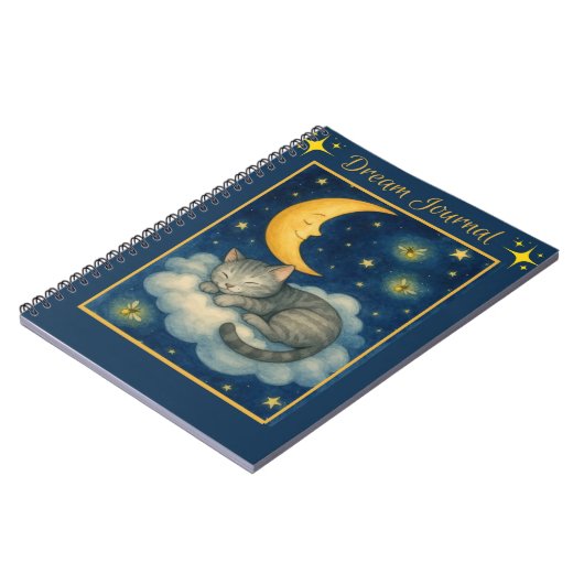 雲の上で眠る猫の三日月の星ノート ノートブック (左側)