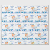 雲の上で眠る男の子の赤ちゃんのシャワー ラッピングペーパー (フラット)