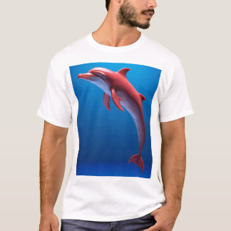雲の上で舞う赤いイルカ Tシャツ