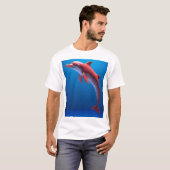 雲の上で舞う赤いイルカ Tシャツ (正面フル)