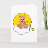 雲の上で釣りをしているクマと釣り竿 カード (正面)