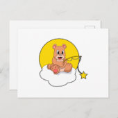 雲の上で釣りをしているクマと釣り竿 ポストカード (正面/裏面)