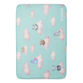 雲の上にかわいい動物モノグラム バスマット (正面縦)