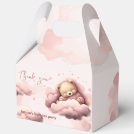 雲の上にピンクの熊ベビー誕生日のお祝いバッグ フェイバーボックス