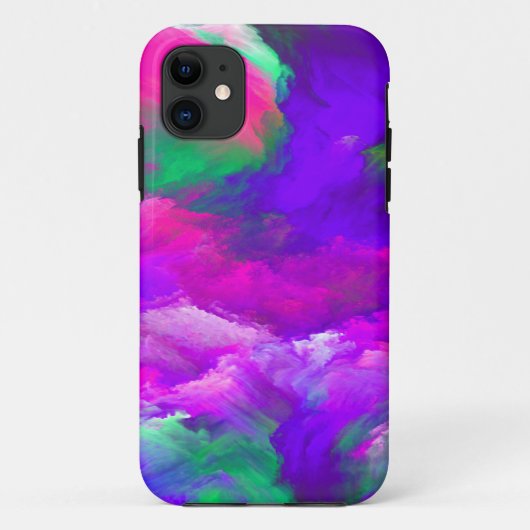 雲の上にピンクの青い紫の抽象芸術アート Case-Mate iPhoneケース (裏面)