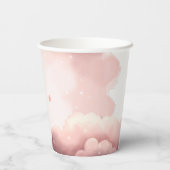 雲の上にピンクベアベビー誕生日紙カップ 紙コップ (裏面)