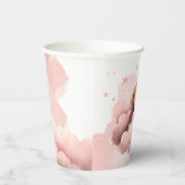 雲の上にピンクベアベビー誕生日紙カップ 紙コップ (右)