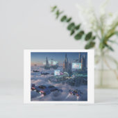 ..雲の上に浮かぶ未来的な都市 ポストカード (スタンド正面)