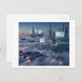 ..雲の上に浮かぶ未来的な都市 ポストカード (正面/裏面)