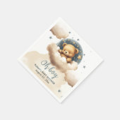 雲の上に青いクマ赤ちゃんシャワーの招待 スタンダードカクテルナプキン (角)