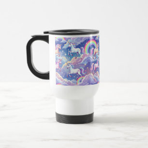 雲の上のきらめく虹とユニコーン トラベルマグ