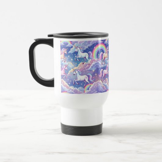 雲の上のきらめく虹とユニコーン トラベルマグ (左)