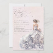 雲の上のような夢見心地の淡い色の花嫁のシャワー 招待状 (正面)