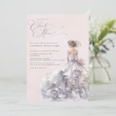 雲の上のような夢見心地の淡い色の花嫁のシャワー 招待状 (スタンド正面)