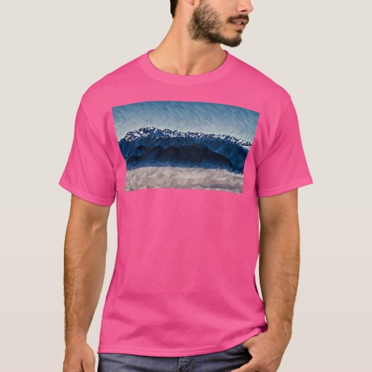雲の上のオリンピックの山(ポリアート)ロング Tシャツ (正面)