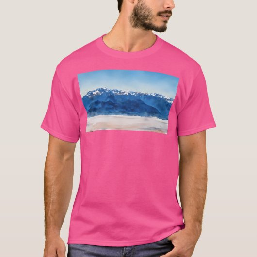 雲の上のオリンピックの山(水色)長 Tシャツ (正面)