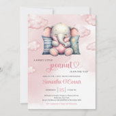 雲の上のキュートな小さな象のイラスト 招待状 (正面)