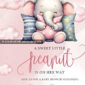 雲の上のキュートな小さな象のイラスト 招待状