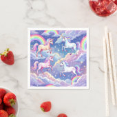 雲の上のキラキラした虹とユニコーン スタンダードカクテルナプキン (インサイチュ)