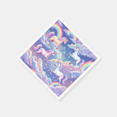 雲の上のキラキラした虹とユニコーン スタンダードカクテルナプキン (角)