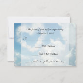 雲の上のハート、青い空のロマンチックな愛 出欠カード (裏面)