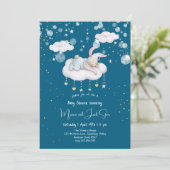 雲の上のバニー、赤ちゃんシャワー 招待状 (スタンド正面)