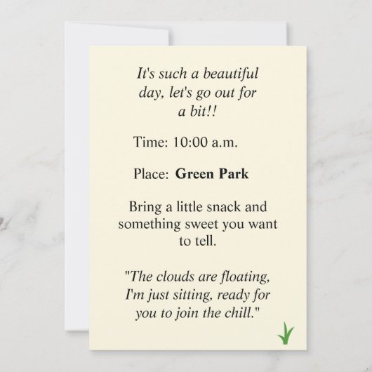 雲の上のピクニック - 幻想的な屋外招待状 招待状 (裏面)