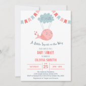 雲の上のピンクのくじらが飛んでいる 女の子  I 招待状 (正面)