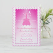 雲の上のピンクの夢見る城ベビーシャワー 招待状 (スタンド正面)