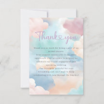 『雲の上のプリンセス』パステルカラーブライダルシャワーの感謝カード