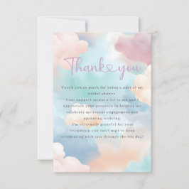 『雲の上のプリンセス』パステルカラーブライダルシャワーの感謝カード サンキューカード
