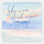 雲の上のプリンセス パステル ウォーターカラー ブライダル シャワー スクエアシール (正面)