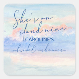 雲の上のプリンセス パステル ウォーターカラー ブライダル シャワー スクエアシール