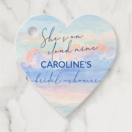 雲の上のプリンセス パステル ウォーターカラー ブライダル シャワー フェイバータグ