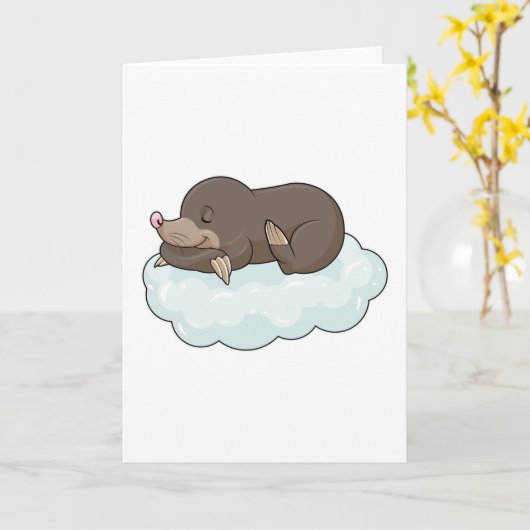 雲の上のモグラ カード (黄色い花)