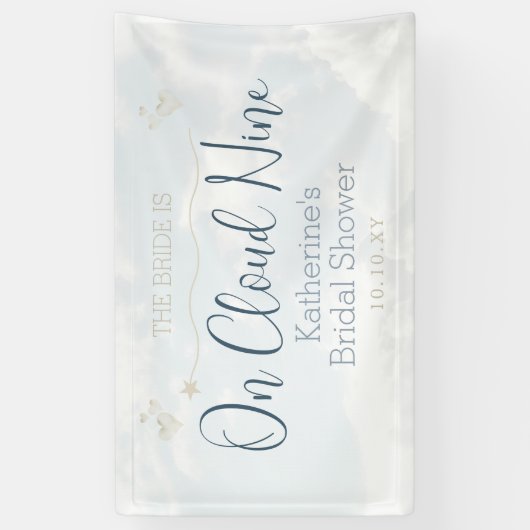 雲の上のモダンでかわいいエレガントなブライズシャワー 横断幕 (縦)