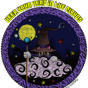 雲の上の世界を夢見て カートゥーン魔法使い猫 Tシャツ