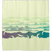 雲の上の丘の風景 – 黄色 – 緑 シャワーカーテン (正面)