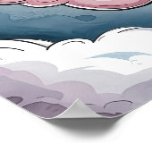 雲の上の可愛い子猫 - 愛らしい水彩画 ポスター (角)