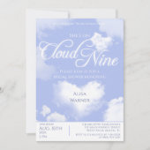 雲の上の夢のようなハート クラウズ ブライダルシャワー 招待状 (正面)