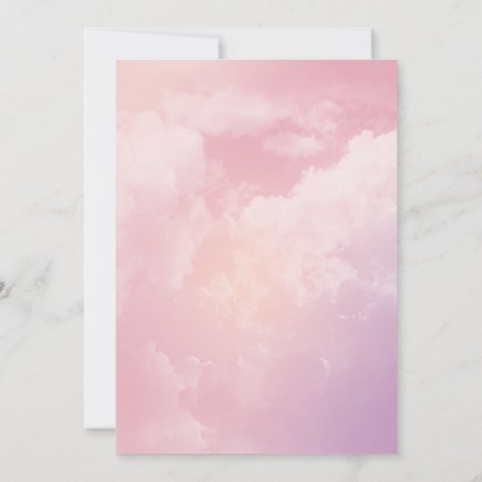 雲の上の夢のようなパステルスカーベイビーシャワー 招待状 (裏面)