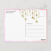 雲の上の夢のようなパステルピンクのブライダルシャワー ポストカード (裏面)