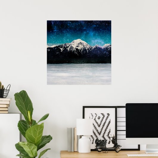 雲の上の夢のような銀河系の山 ポスター (ホームオフィス)