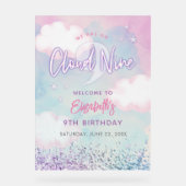 雲の上の夢見る女の子の9歳の誕生日ウェルカム アクリルサイン (正面)