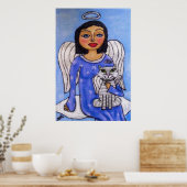 雲の上の天使と猫 ポスター (キッチン)