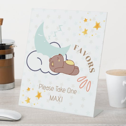 雲の上の小さなクマ赤ちゃんシャワーの好意 台座サイン (インサイチュ)